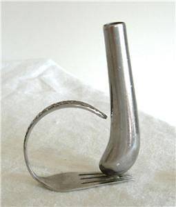 Vtg Bud Vase made from Old Silverware Stainless