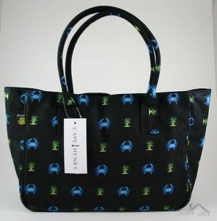 Broad Bay Cotton Fabric Handbag   Blue Crab / Flamingo