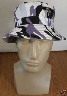 Bucket Hat, Camo Purple, Reversible w/Zipper Pouch, New