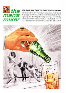 1964 Fencing Match art Seven Up 7Up Soda vintage promo print ad