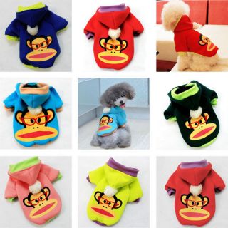 HOT Dog Pet Hoodie Clothes Mouth Monkey Printing Shirt Hooded Warm 