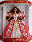   Barbie Happy Holidays 1997 NRFB Red White & Gold Brunette 17832
