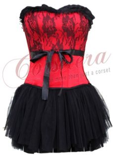   lace CORSET TUTU SKIRT basque PROM fancy dress BURLESQUE size 8 sz 10
