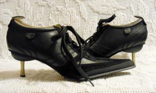DIVERSE womens heels 7M black leather and suede lace up stilletto NEW 