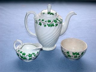 Burslem England Burleigh Ironstone Ivy Teapot w/C&S