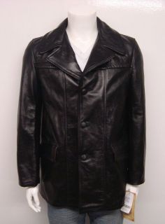 SCHOTT NYC MENS COWHIDE LEATHER FITTED RETRO CARCOAT LONG JACKET 
