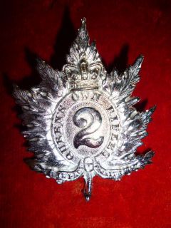   Militia   Pre WWI Queens Own Rifles of Canada Plated Busby Cap Badge