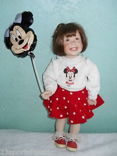 DISNEY TITUS TOMESCU PORCELAIN DOLL WITH MINNIE MOUSE OUTFIT & BALLOON
