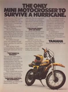 1979 Yellow Yamaha Mini Moto Crosser Motorcycle Magazine Ad. 2 pages