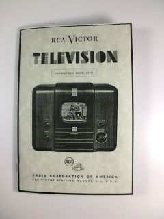 RCA 621TS Television INSTRUCTION MANUAL REPRINT c. 1946 Post WWII TV