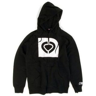 New Mens Circa C1RCA BOX Logo Hoodie Black Full Zip Down Fleece 