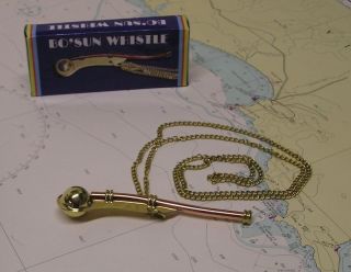   Brass Boatswains Pipe Whistle bosun New costume bell NEW FREE S&H