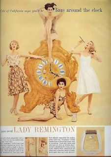 1960 LADY REMINGTON Shaver AD~ladies around CLOCK~LEGS