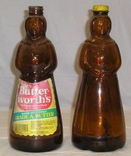 Vintage Mrs. Butterworths Brown Syrup Bottles Figurals 1 Label 1 No 