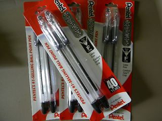 16 Pentel Fine Line Ball Point Pens Black ink Latex Free NIP