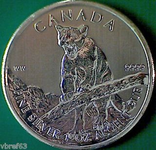 2012 CANADA COUGAR Coin 99.99% SILVER LOW Mintage FREE CANADA & USA 