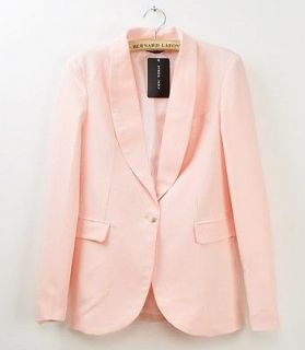 Women Basic Candy Color Curved One Button Jacket Suit Blazer