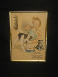 1940 Wall Thermometer Artist Sgd Charlotte Becker Baby/Dog Advertising 