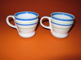 Starbucks 2007 Small Espresso Cups with Blue and Green Stripes 