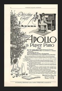 1910 Vintage Ad   Apollo Player Piano   Christmas Tree