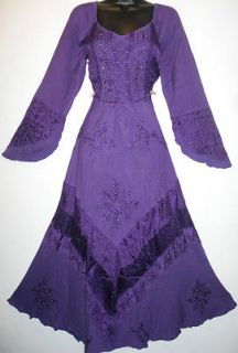 Sexy Dark Purple Corset Lace Up Renaissance Bell Sleeve Dress 1X 2X 