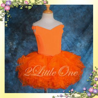 Cup Cake National Pageant Dress DIY Shell Party Flower Girl Orange 