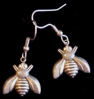 Napoleonic Bee Earrings Silver Plate Honey Bee