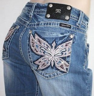 MISS ME CAPRI Jeans Crystal Butterflies of Paradise JP5451P2 Sz 32 NEW 