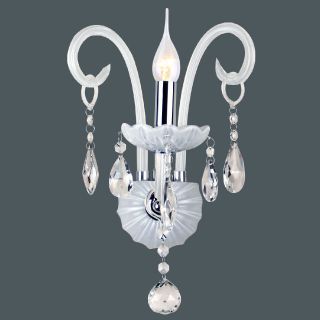 White Glass Pipe and Crystal Wall Lamp Sconces in Candle feature