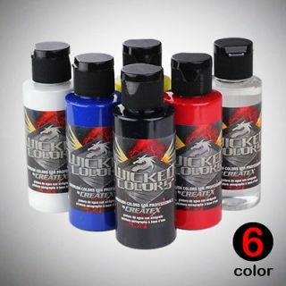 CREATEX WICKED COLORS PRIMARY AIRBRUSH PAINT SET 2 oz