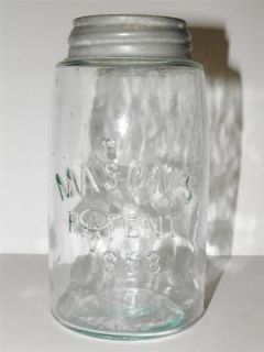 Antique Aqua Glass Canning Jar Mason Ball Fruit Jar ~ 1858
