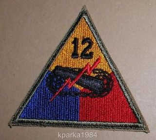 WW2 ERA US ARMY 12th ARMORED DIVISION PATCH
