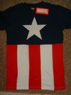 Captain America Cut and Sew Marvel Comics Costume T Shirt Nwt