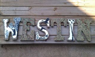   Wood 10 Nursery Baby Name Home Decor Letters CAMO Camouflage Hunter