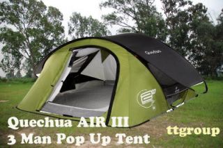 Quechua Waterproof Pop Up Camping Tent 2 Seconds AIR III, 3 Man Double 