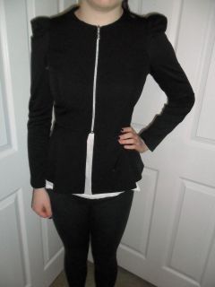 New Miss Selfridge Black Peplum Fit Blazer Coat Jacket Size 8 10 12 