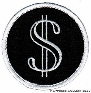 DOLLAR SIGN BIKER PATCH embroidered MONEY SYMBOL CASH IRON ON 