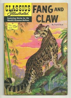 Classics Illustrated #123 Fang and Claw by Frank Buck HRN 124 1st 