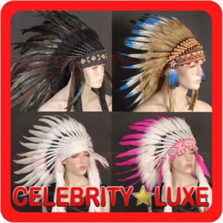 New 55cm, 61cm Native Indian Chief Feather Headdress Fancy Dress 