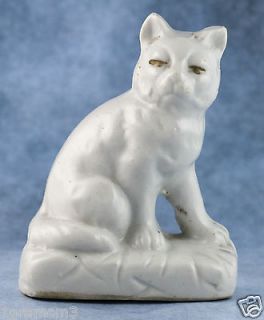 Vintage 3 Inch White Porcelain Cat Figurine Glossy Japan