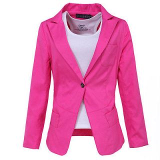 Womens Fashion Slim One Button Tunic Foldable Sleeve Blazer Jacket 