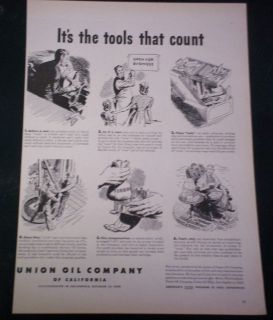 1947 Ad Union Oil Company California Tools Count