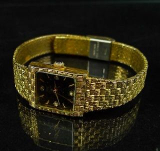 Vintage OLEG CASSINI Wrist Watch LADIES Gold Tone QUARTZ Diamonds 