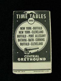 Vintage Greyhound Pocket Bus Schedule 1949 Form 1052