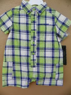 Rocawear Infant Boys Urban Wear Plaid Snap Romper And Cap Set New