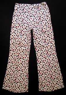 Vintage 60s 70s Flower Floral Corduroy Bellbottom Pants Homemade XS 