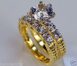 lab created Diamond ladies celtic 5.04 CT wedding set 18K Gold Overlay 
