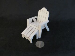 Doll House Furniture White Wood Adirondack Chaise Lounge Chair 