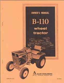 Allis Chalmers B 110 Garden Tractor Owners Manual AC