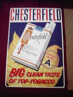 Vintage Old Antique CHESTERFIELD CIGARETTE Embossed Tin/Metal 